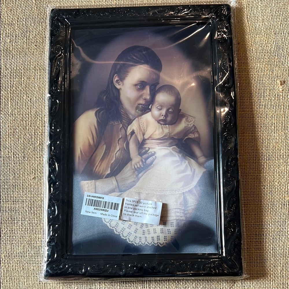 NWT Black Framed Art Print spooky scary Halloween